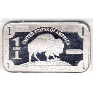 Troy ounce buffalo .999 fine silver bar