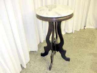 Antique Victorian Marble Top Side Lamp Table Mahogany  