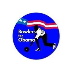  BOWLERS FOR OBAMA Pinback Button 1.25 Pin / Badge Bowling 