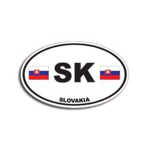  SK SLOVAKIA Country Auto Oval Flag   Window Bumper Sticker 
