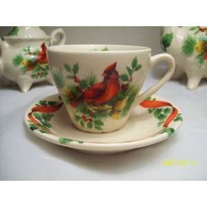  Vintage Lily Creek Christmas Cup and Saucer Winter Garden 