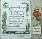 Vintage Smokey The Bear Book Marker and Sheet Music 60s