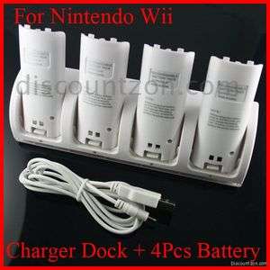 Nintendo Wii Remote Control Charger dock Station + 4pcs controller 