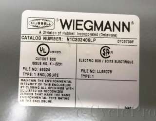 NEW Wiegmann N1C202406LP 24 x 20 x 6 NEMA 1 Electrical Enclosure 