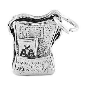  Silver Three Dimensional Airplane Travel Backpack Charm Jewelry