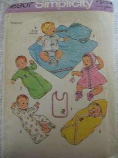 VTG Simplicity Baby Infant LAYETTE Sewing Pattern 6907  