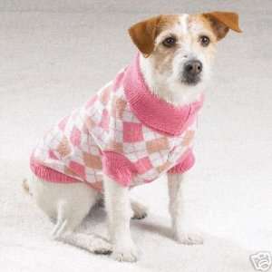  PINK Argyle Turtleneck Dog Coat Sweater EX SMALL Kitchen 