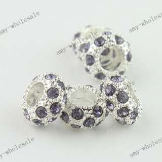 Wholesale Crystal European Spacer Loose Beads Findings Fit Charm 