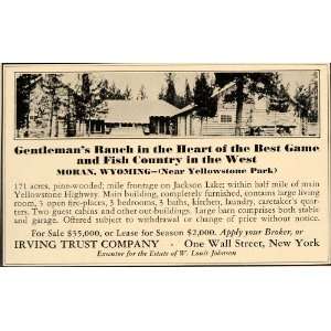 1935 Ad Irving Trust Bank Ranch Property West Moran Wy 