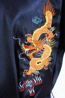 Luxury Night gown/Bath Robe Embroidered Dragons Kimono SZ S M L for 