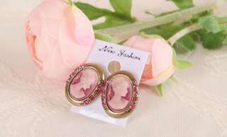 CAMEO Earrings Vintage st Crystal Pink CE427  