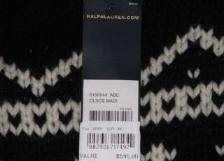 595 NWT POLO RALPH LAUREN CASHMERE WOOL MENS BLACK HEAVY KNIT SWEATER 