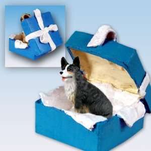  Welsh Corgi Cardigan Blue Gift Box Dog Ornament
