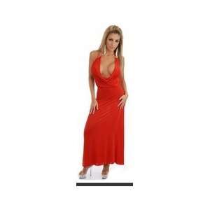  Cowl Red front halter dress with matching thong 