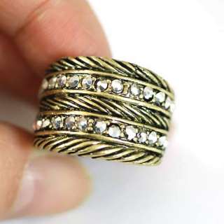 r7860 Size 10 Mens Copper Carved Design Band Diamante CZ Ring Fashion 