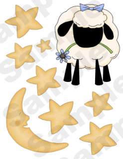 SHEEP STARS MOON BABY NURSERY WALL ART STICKERS DECALS  