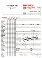 Electrical Work Order Invoice   ELCC 798 3 part  