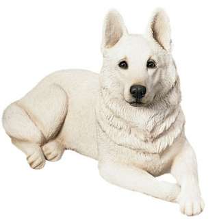 BEAUTIFUL WHITE GERMAN SHEPHERD DOG STATUE ORIGINAL FIGURINE SCULPTURE 