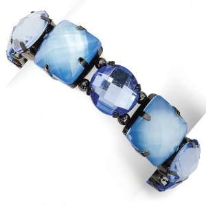  1928 Faceted Light and Dark Blue Crystal Stretch Bracelet 