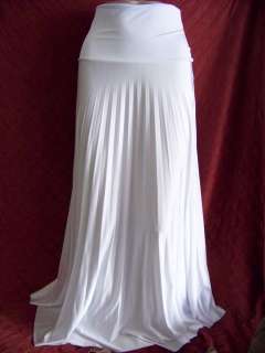 New White Fold over Satin pleated Long Maxi Skirt womens sz S M L XL 