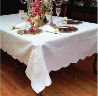 Vintage Embroidery Tablecloth Linen Dublin White 52x70  