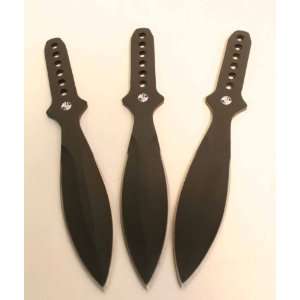  New 3pc Black Throwing Knife Set 3 pc Knives w Sheath 