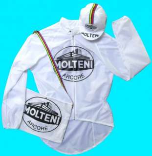 Cycling Rain Jacket Molteni White PVC Pro Team MEDIUM  