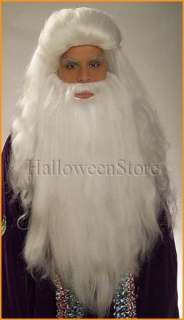 White Sorcerer Wig Beard Merlin Wizard Father Time  