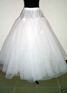 White A Line Prom Wedding Gown Dress No HOOPS Petticoat Underskirt 