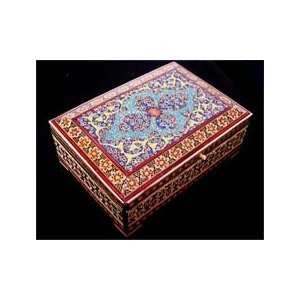 Khatam Inlay Lined Decorative Jewelry Box with Esleemee Mosaic Design 