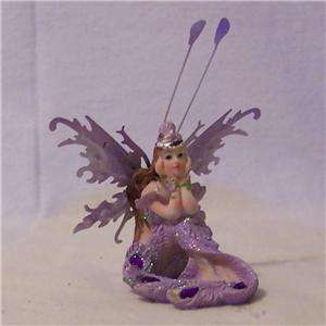 Small Sitting Fairy in Purple While Daydreaming Fairy Figurine  