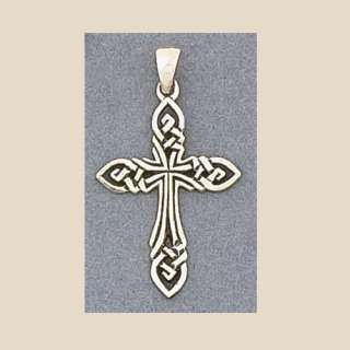 Sterling Silver Celtic Knot Woven Ornate Cross Pendant  