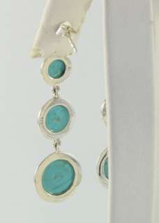 Marcasite St. Silver Dangle Circle Turquoise Earrings  