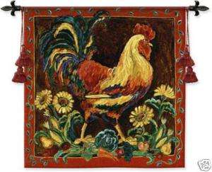 35x35 ROOSTER Chicken Fine Art Tapestry Wall Hanging  