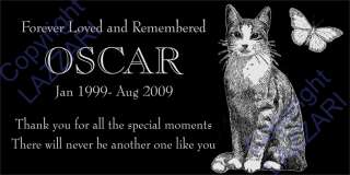   Cat w/ Butterfly Memorial 12x6 Engraved Granite Grave Marker  