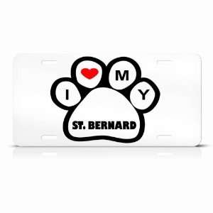  St. Bernard Dog Dogs White Novelty Animal Metal License 