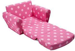 Kids Furniture Childs SLEEPOVER SOFA Pink Polka Dots  