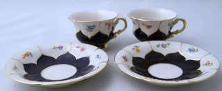 MEISSEN SET TWO MOCHA CUPS AND SAUCERS DESIGN BY LEUTERITZ