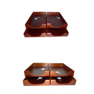 Rolodex Mahogany Wood Desk Trays Legal or Letter Size  