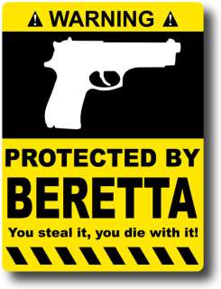 Protected By Beretta Sticker Decal Gun Case 9mm 40 45  