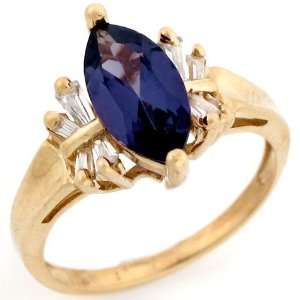   Gold Synthetic Alexandrite June Birthstone CZ Baguette Ring Jewelry