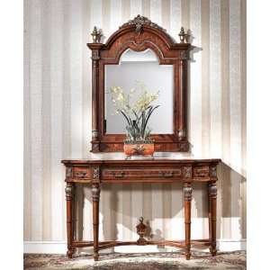  CONSOLE TABLE WITH MIRROR WOOD INLAY
