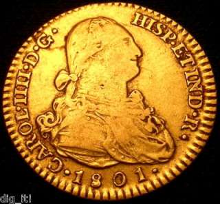 OLD US GOLD COINS 1801 SPANISH 2 ESCUDOS DOUBLOON  