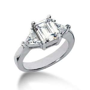  Emerald Cut Three Stone Diamond Engagement Ring in 