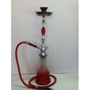    Large Red Frosted Glass Hookah Shisha Smoking Pipe 