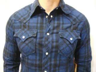 NWT True Religion Mens Plaid Flannel Western Shirt  