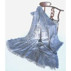 Luxurious Merino Wool Lily Throw Shawl Tablecloth 58 Square Blue 