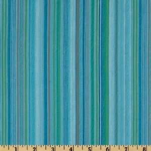  58 Wide Woven Cotton Seersucker Stripes Blue/Green Fabric 
