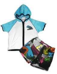 Baby Buns   Infant Boys Island Swimsuit And Coverup Set, Turquoise 