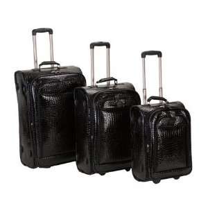  3 Pc Wheeled Crocodile Style Luggage Set by Fox Luggage 